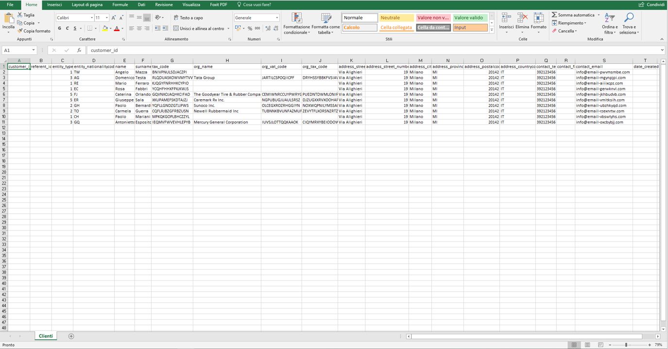 Importare anagrafica clienti, punto 3