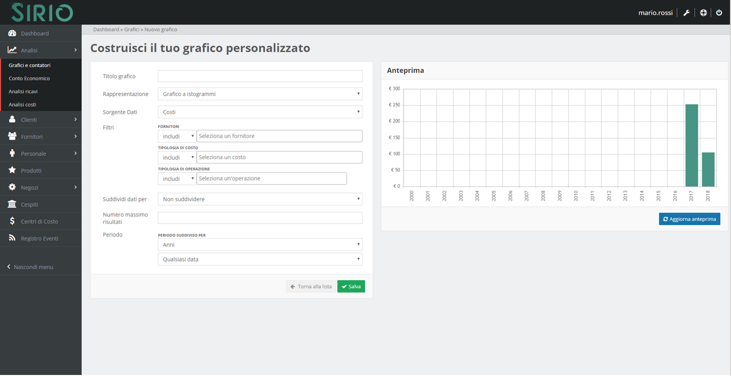 Grafico ricavi, punto 2